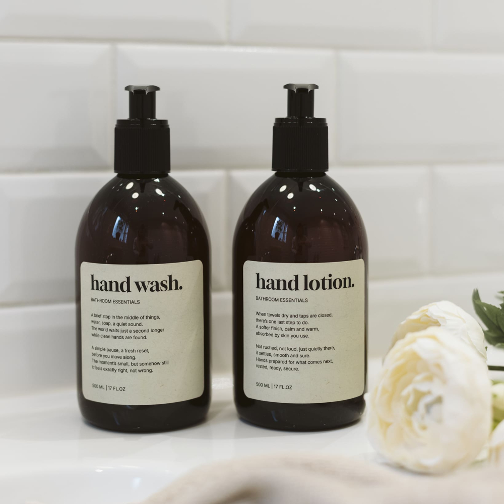 Klisteretikett Premium - Hand Wash - Beige