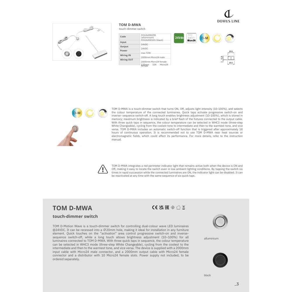 Dimmer Touch Tom D-MWA - Svart