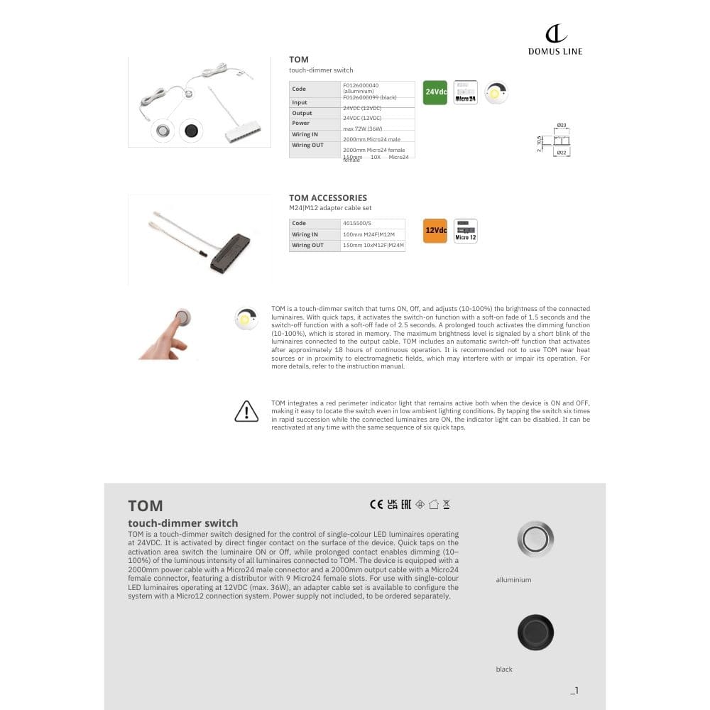 Dimmer Touch Tom D-MWA - Svart